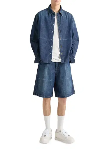 Givenchy Men's Couture Seam Bermuda Shorts in Denim with Folded Effect - Indigo Blue | Thumbnail 2 Givenchy Men's Couture Seam Bermuda Shorts in Denim with Folded Effect - Indigo Blue | Thumbnail 2