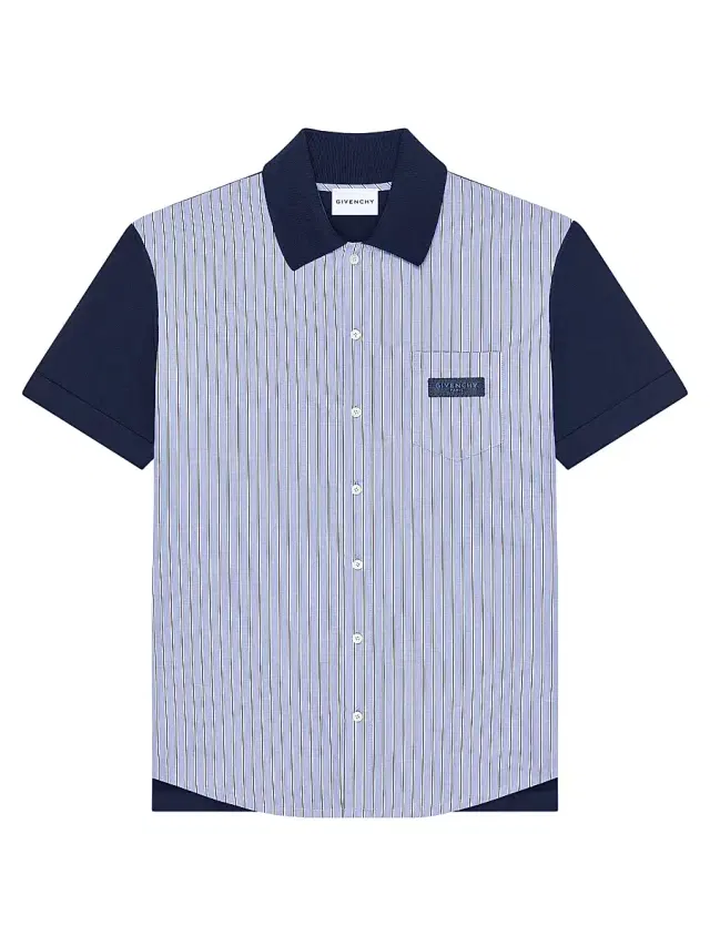 Men's Striped Shirt in Cotton with Paris Gros Grain - Navy Men's Striped Shirt in Cotton with Paris Gros Grain - Navy