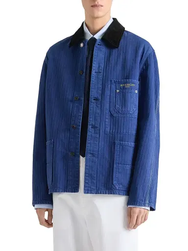 Givenchy Men's Couture Seam Jacket in Herringbone Denim - Cobalt Blue | Thumbnail 3 Givenchy Men's Couture Seam Jacket in Herringbone Denim - Cobalt Blue | Thumbnail 3