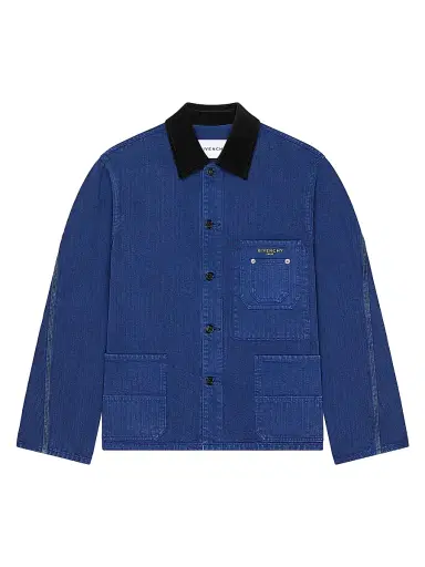 Givenchy Men's Couture Seam Jacket in Herringbone Denim - Cobalt Blue | Thumbnail 1 Givenchy Men's Couture Seam Jacket in Herringbone Denim - Cobalt Blue | Thumbnail 1