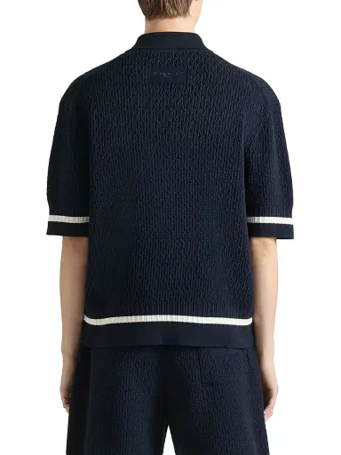 Givenchy Men's Polo Shirt in Knit with Logo Embroidery - Night Blue - Size XL | Thumbnail 4 Givenchy Men's Polo Shirt in Knit with Logo Embroidery - Night Blue - Size XL | Thumbnail 4