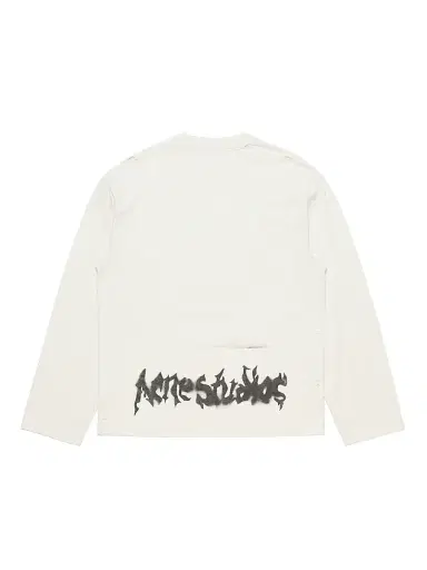 Acne Studios Men's Gothic Logo Cotton-Blend Long-Sleeve T-Shirt - Dusty White | Thumbnail 2 Acne Studios Men's Gothic Logo Cotton-Blend Long-Sleeve T-Shirt - Dusty White | Thumbnail 2