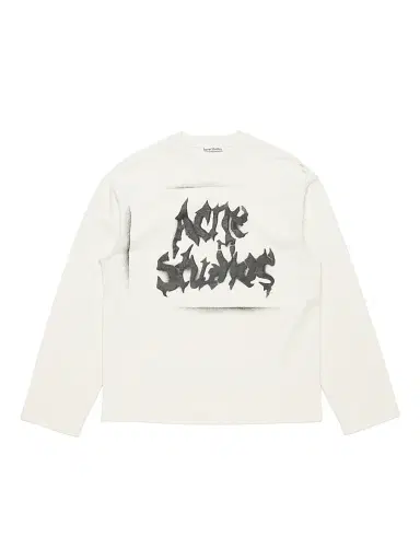 Acne Studios Men's Gothic Logo Cotton-Blend Long-Sleeve T-Shirt - Dusty White | Thumbnail 1 Acne Studios Men's Gothic Logo Cotton-Blend Long-Sleeve T-Shirt - Dusty White | Thumbnail 1
