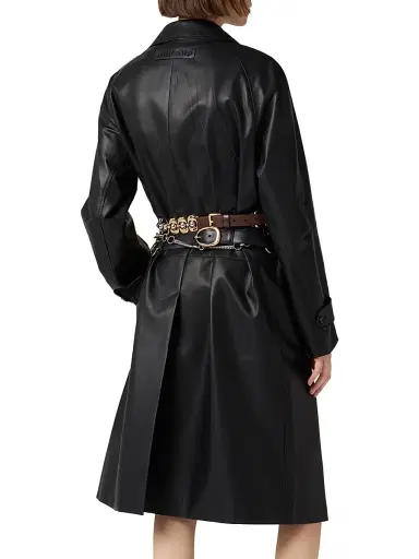 Miu Miu Women's Nappa Leather Coat - Black - Size 0 | Thumbnail 4 Miu Miu Women's Nappa Leather Coat - Black - Size 0 | Thumbnail 4