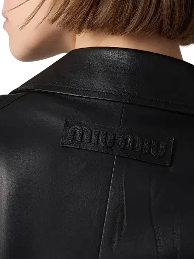 Miu Miu Women's Nappa Leather Coat - Black - Size 0 | Thumbnail 6 Miu Miu Women's Nappa Leather Coat - Black - Size 0 | Thumbnail 6