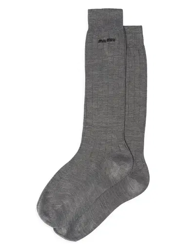 Miu Miu Women's Silk Socks - Grey - Size 2 | Thumbnail 1 Miu Miu Women's Silk Socks - Grey - Size 2 | Thumbnail 1