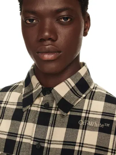 Off-White Check Flann Shirt | Thumbnail 6 Off-White Check Flann Shirt | Thumbnail 6