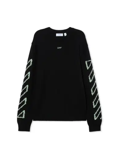 Off-White Diagonal Arrow Fuzzy Crewneck Sweater | Thumbnail 1 Off-White Diagonal Arrow Fuzzy Crewneck Sweater | Thumbnail 1