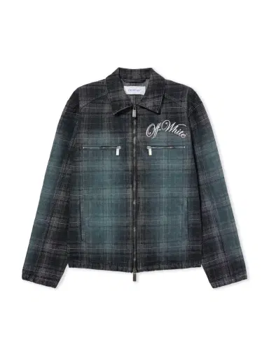 Off-White Check Jacquard Skate Coach Denim Jacket | Thumbnail 1 Off-White Check Jacquard Skate Coach Denim Jacket | Thumbnail 1