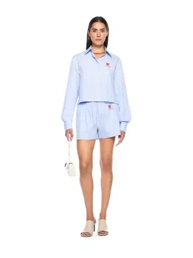 Off-White Striped Poplin Shorts | Thumbnail 2 Off-White Striped Poplin Shorts | Thumbnail 2