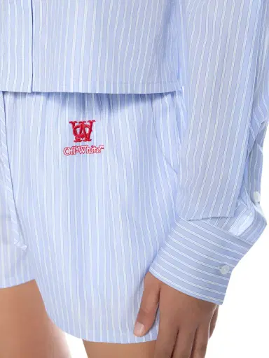 Off-White Striped Poplin Shorts | Thumbnail 5 Off-White Striped Poplin Shorts | Thumbnail 5