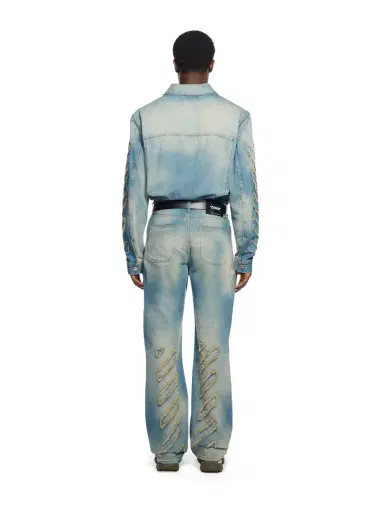 Off-White Diagonal Raw Patch Denim Jacket | Thumbnail 4 Off-White Diagonal Raw Patch Denim Jacket | Thumbnail 4