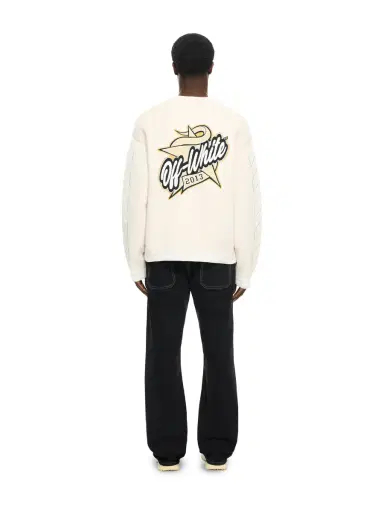 Off-White Star Logo Diagonal Varsity Knit Cardigan | Thumbnail 4 Off-White Star Logo Diagonal Varsity Knit Cardigan | Thumbnail 4