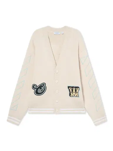 Off-White Star Logo Diagonal Varsity Knit Cardigan | Thumbnail 1 Off-White Star Logo Diagonal Varsity Knit Cardigan | Thumbnail 1