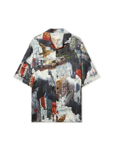 Off-White World Paint Viscose Bowling Shirt | Thumbnail 1 Off-White World Paint Viscose Bowling Shirt | Thumbnail 1
