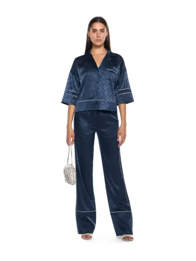 Off-White Jacquard Satin Pajama Pants | Thumbnail 2 Off-White Jacquard Satin Pajama Pants | Thumbnail 2