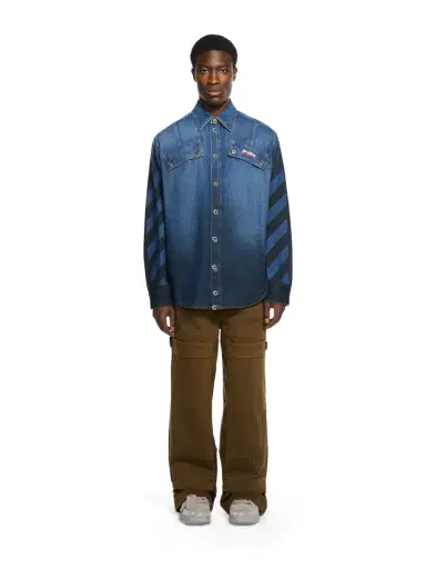 Off-White Spray Diagonal Denim Shirt | Thumbnail 2 Off-White Spray Diagonal Denim Shirt | Thumbnail 2