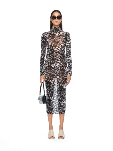 Off-White Multilogo Mesh Gather Midi Dress | Thumbnail 2 Off-White Multilogo Mesh Gather Midi Dress | Thumbnail 2