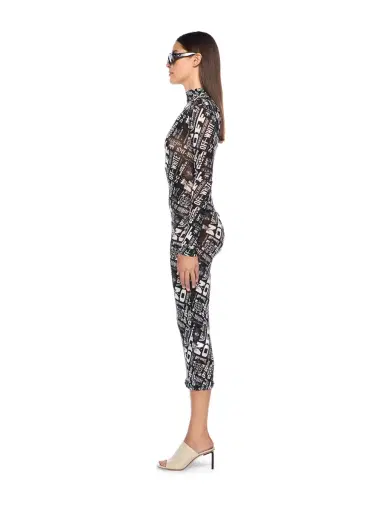 Off-White Multilogo Mesh Gather Midi Dress | Thumbnail 3 Off-White Multilogo Mesh Gather Midi Dress | Thumbnail 3