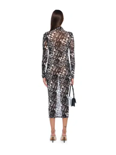 Off-White Multilogo Mesh Gather Midi Dress | Thumbnail 4 Off-White Multilogo Mesh Gather Midi Dress | Thumbnail 4