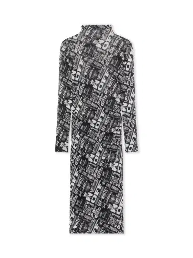 Off-White Multilogo Mesh Gather Midi Dress | Thumbnail 1 Off-White Multilogo Mesh Gather Midi Dress | Thumbnail 1