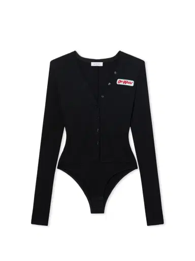 Off-White Heavy Jersey Button-Up Bodysuit | Thumbnail 1 Off-White Heavy Jersey Button-Up Bodysuit | Thumbnail 1