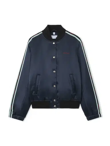 Off-White Satin Varsity Jacket | Thumbnail 1 Off-White Satin Varsity Jacket | Thumbnail 1