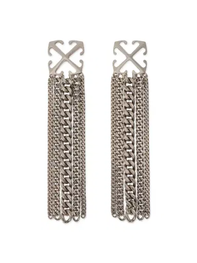 Off-White Arrow Chain Pendant Earrings | Thumbnail 1 Off-White Arrow Chain Pendant Earrings | Thumbnail 1