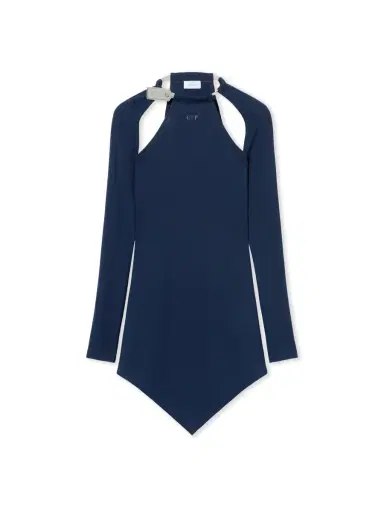 Off-White Heavy Jersey Silver Tie Mini Dress | Thumbnail 1 Off-White Heavy Jersey Silver Tie Mini Dress | Thumbnail 1