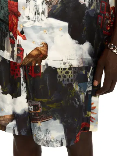 Off-White World Paint Viscose Bowling Shorts | Thumbnail 5 Off-White World Paint Viscose Bowling Shorts | Thumbnail 5