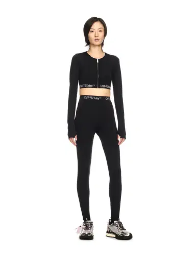 Off-White Black Logo Band Zip Crop Top | Thumbnail 2 Off-White Black Logo Band Zip Crop Top | Thumbnail 2