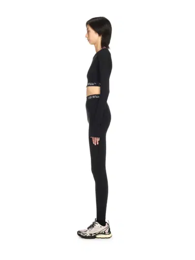 Off-White Black Logo Band Zip Crop Top | Thumbnail 3 Off-White Black Logo Band Zip Crop Top | Thumbnail 3