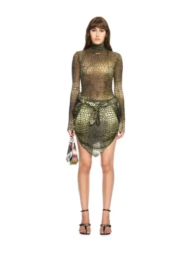 Off-White Green Stamp Crocodile Mesh Long-Sleeved Top | Thumbnail 2 Off-White Green Stamp Crocodile Mesh Long-Sleeved Top | Thumbnail 2