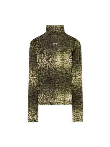 Off-White Green Stamp Crocodile Mesh Long-Sleeved Top | Thumbnail 1 Off-White Green Stamp Crocodile Mesh Long-Sleeved Top | Thumbnail 1
