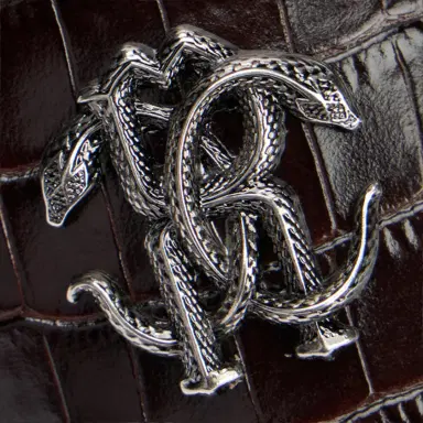 Roberto Cavalli Dark Brown Crocodile-Effect Leather Slide Sandals | Thumbnail 4 Roberto Cavalli Dark Brown Crocodile-Effect Leather Slide Sandals | Thumbnail 4
