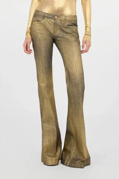 Roberto Cavalli Gold And Blue Flared Jeans With Faded Wash | Thumbnail 2 Roberto Cavalli Gold And Blue Flared Jeans With Faded Wash | Thumbnail 2