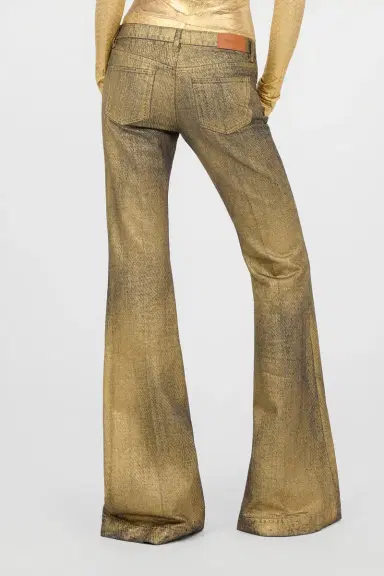 Roberto Cavalli Gold And Blue Flared Jeans With Faded Wash | Thumbnail 3 Roberto Cavalli Gold And Blue Flared Jeans With Faded Wash | Thumbnail 3