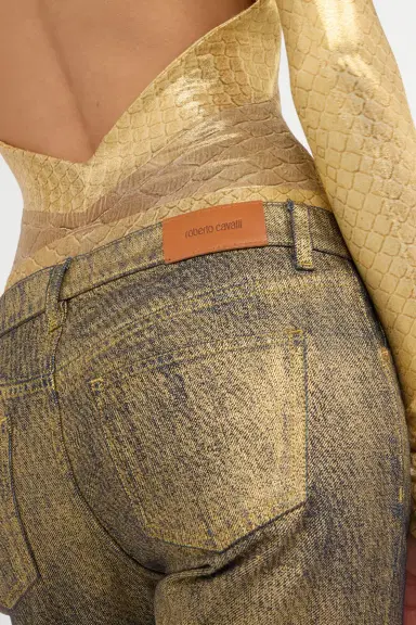 Roberto Cavalli Gold And Blue Flared Jeans With Faded Wash | Thumbnail 5 Roberto Cavalli Gold And Blue Flared Jeans With Faded Wash | Thumbnail 5