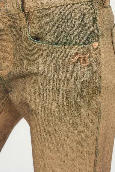 Roberto Cavalli Gold And Blue Flared Jeans With Faded Wash | Thumbnail 6 Roberto Cavalli Gold And Blue Flared Jeans With Faded Wash | Thumbnail 6