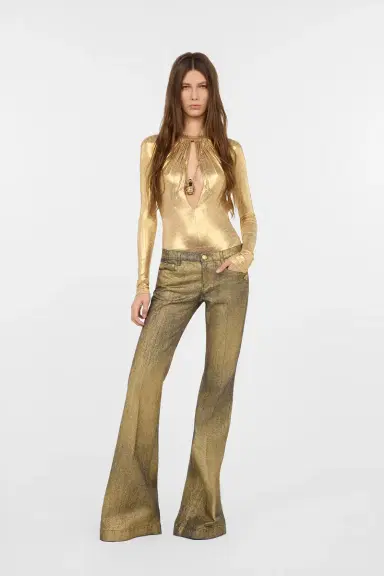 Roberto Cavalli Gold And Blue Flared Jeans With Faded Wash | Thumbnail 7 Roberto Cavalli Gold And Blue Flared Jeans With Faded Wash | Thumbnail 7