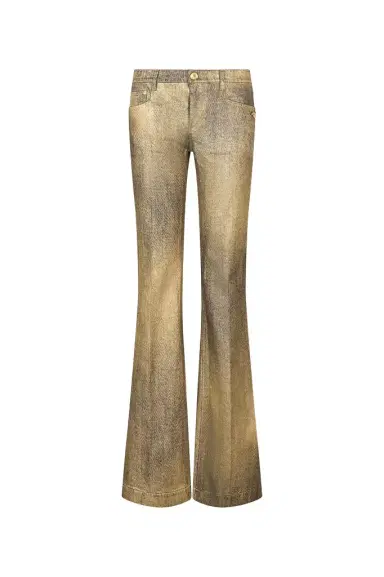 Roberto Cavalli Gold And Blue Flared Jeans With Faded Wash | Thumbnail 1 Roberto Cavalli Gold And Blue Flared Jeans With Faded Wash | Thumbnail 1