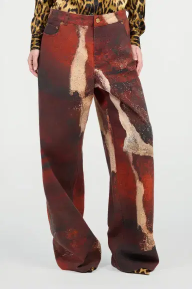 Roberto Cavalli Red Faded-Dye Effect Denim Jeans | Thumbnail 2 Roberto Cavalli Red Faded-Dye Effect Denim Jeans | Thumbnail 2
