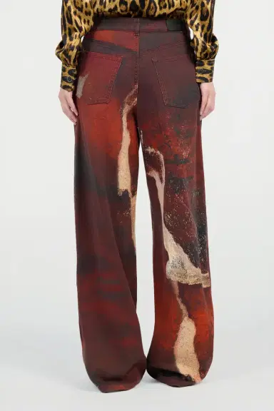 Roberto Cavalli Red Faded-Dye Effect Denim Jeans | Thumbnail 3 Roberto Cavalli Red Faded-Dye Effect Denim Jeans | Thumbnail 3