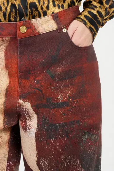Roberto Cavalli Red Faded-Dye Effect Denim Jeans | Thumbnail 4 Roberto Cavalli Red Faded-Dye Effect Denim Jeans | Thumbnail 4