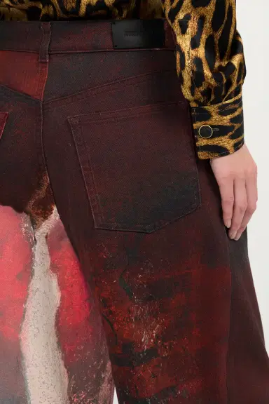 Roberto Cavalli Red Faded-Dye Effect Denim Jeans | Thumbnail 5 Roberto Cavalli Red Faded-Dye Effect Denim Jeans | Thumbnail 5