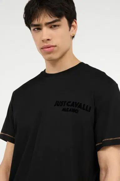 Roberto Cavalli T-Shirt With JC Monogram And Contrasting Topstitching | Thumbnail 5 Roberto Cavalli T-Shirt With JC Monogram And Contrasting Topstitching | Thumbnail 5