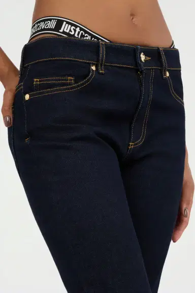 Roberto Cavalli Dark Blue Straight Leg Jeans With Contrast Stitching | Thumbnail 4 Roberto Cavalli Dark Blue Straight Leg Jeans With Contrast Stitching | Thumbnail 4