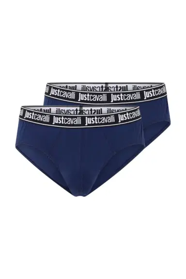 Roberto Cavalli Two-Pack Blue Briefs With Logo Waistband | Thumbnail 1 Roberto Cavalli Two-Pack Blue Briefs With Logo Waistband | Thumbnail 1