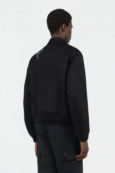 Roberto Cavalli Black Bomber Jacket With Snake Embroidery | Thumbnail 3 Roberto Cavalli Black Bomber Jacket With Snake Embroidery | Thumbnail 3