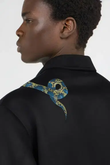 Roberto Cavalli Black Bomber Jacket With Snake Embroidery | Thumbnail 5 Roberto Cavalli Black Bomber Jacket With Snake Embroidery | Thumbnail 5